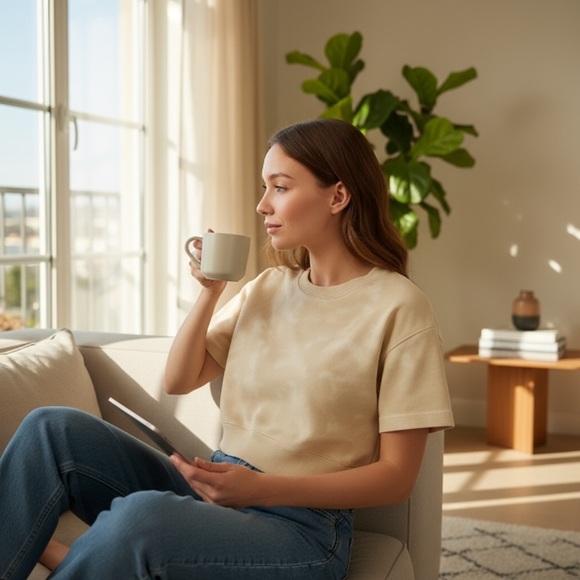 Culpos x INC Tie-Dye Crop Sweatshirt | Beige | Size Small - Picture 6 of 8